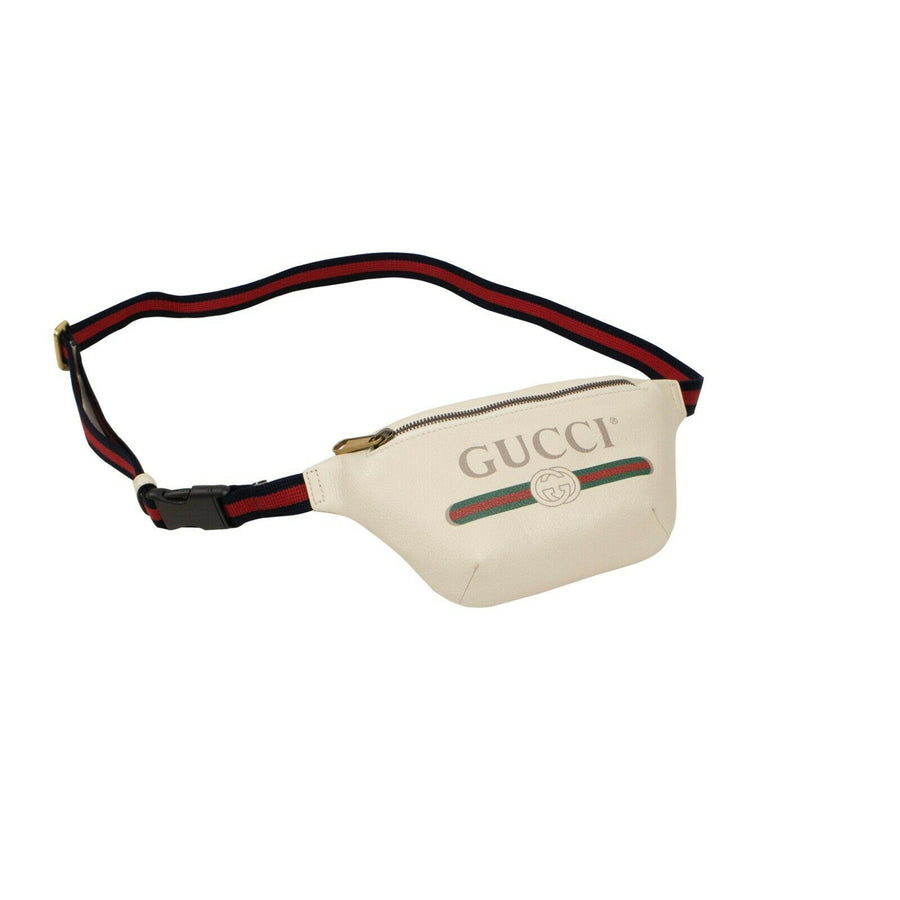 Gucci Vintage Logo Print Leather Belt Bag - White