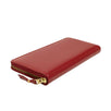 Leather Zip Around Wallet - Red