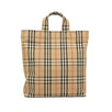 Vintage Check Cotton Logo Applique Tote Bag - Beige