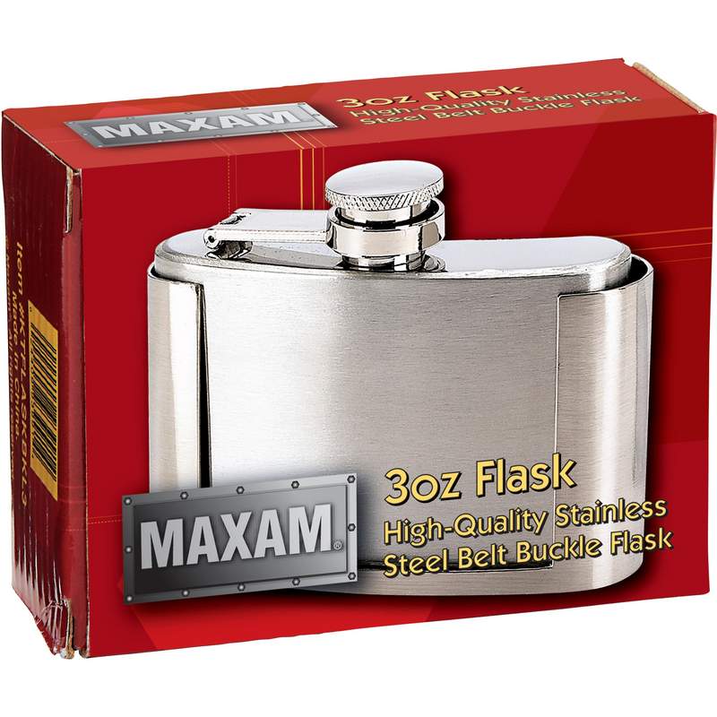 Maxam¬Æ 3oz Stainless Steel Belt Buckle Flask