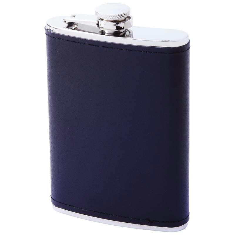 Maxam¬Æ 8oz Stainless Steel Flask with Solid Genuine Leather Wrap