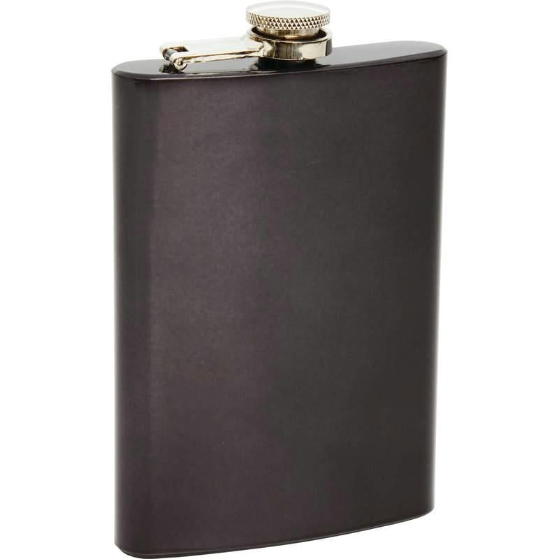 Maxam¬Æ 8oz Graphite Gloss Black Colored Stainless Steel Flask