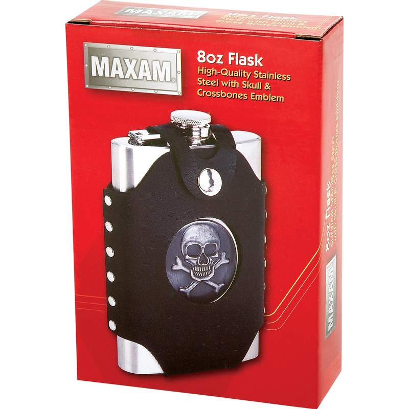 Maxam¬Æ 8oz Stainless Steel Flask with Sheath