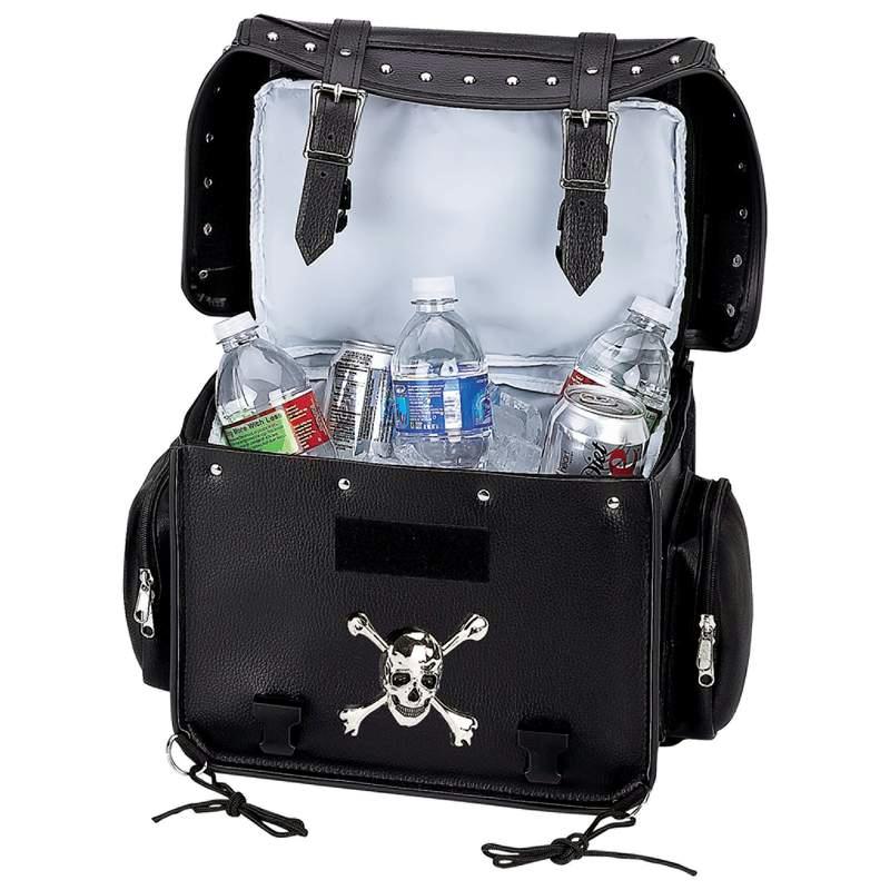 Diamond Plate Motorcycle Trunk/Cooler Bag with Skull Medallion