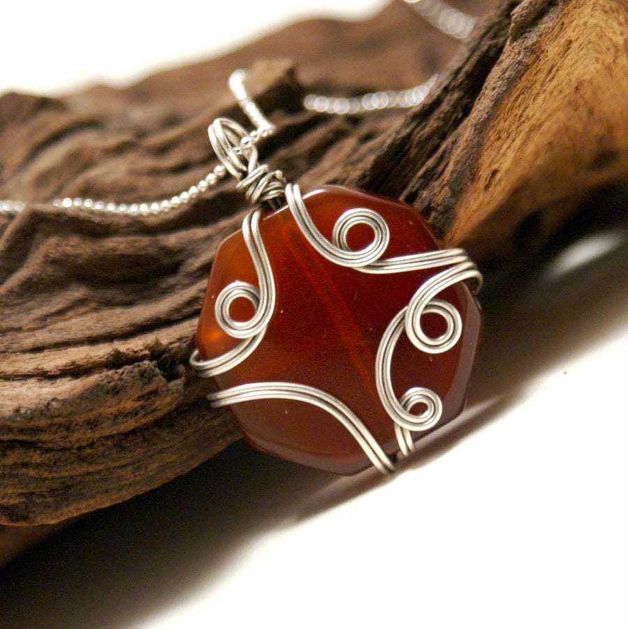 Handmade Brown Agate Stone Pendant Necklace