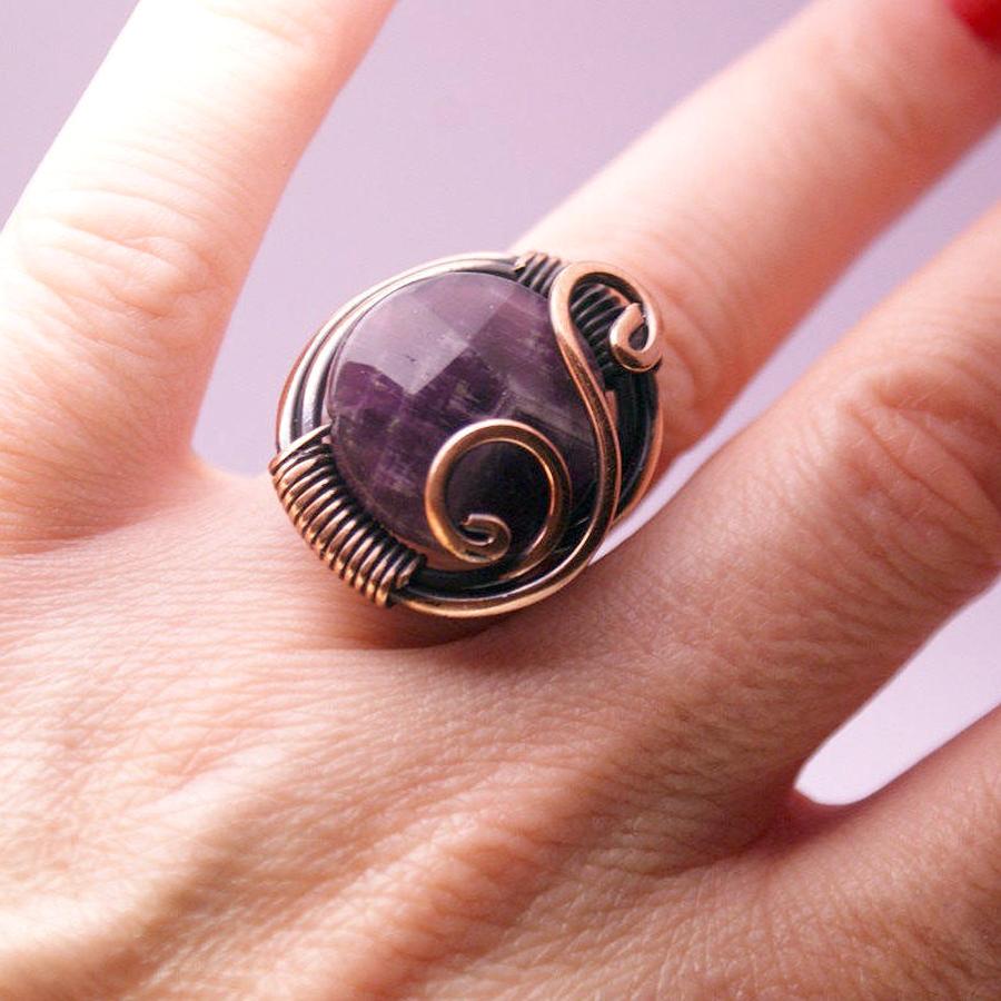 Handmade Wire Wrapped Amethyst Ring Boho Jewelry