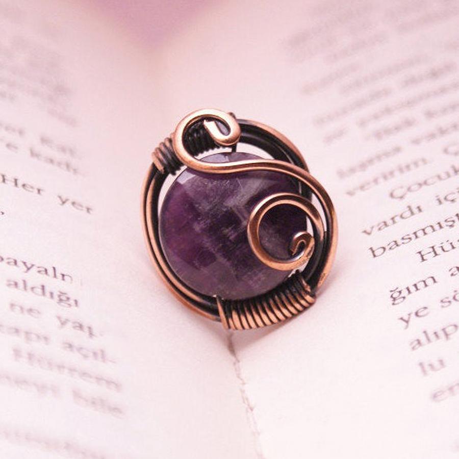 Handmade Wire Wrapped Amethyst Ring Boho Jewelry