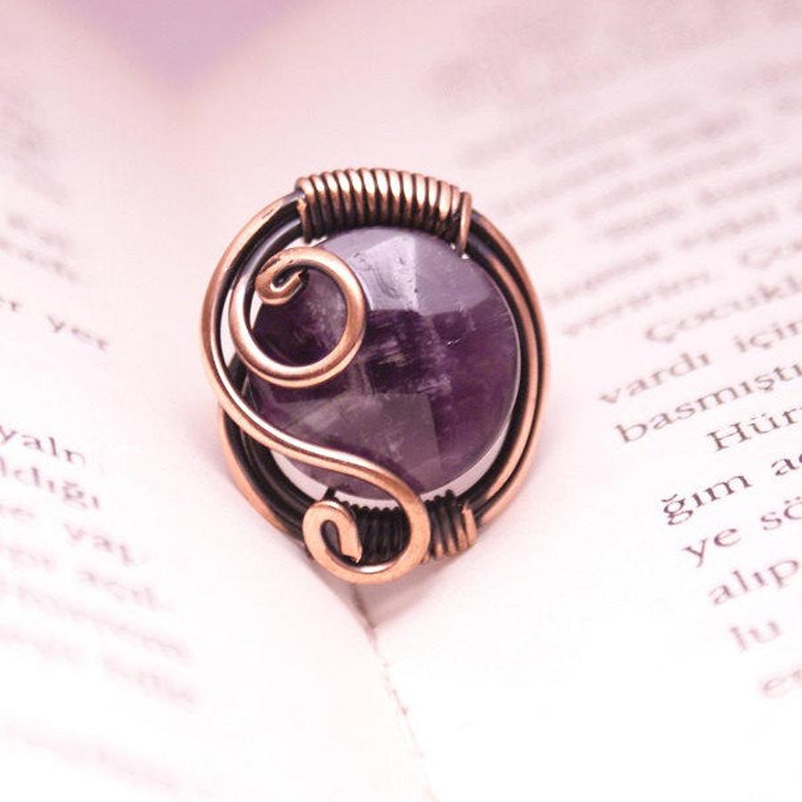 Handmade Wire Wrapped Amethyst Ring Boho Jewelry