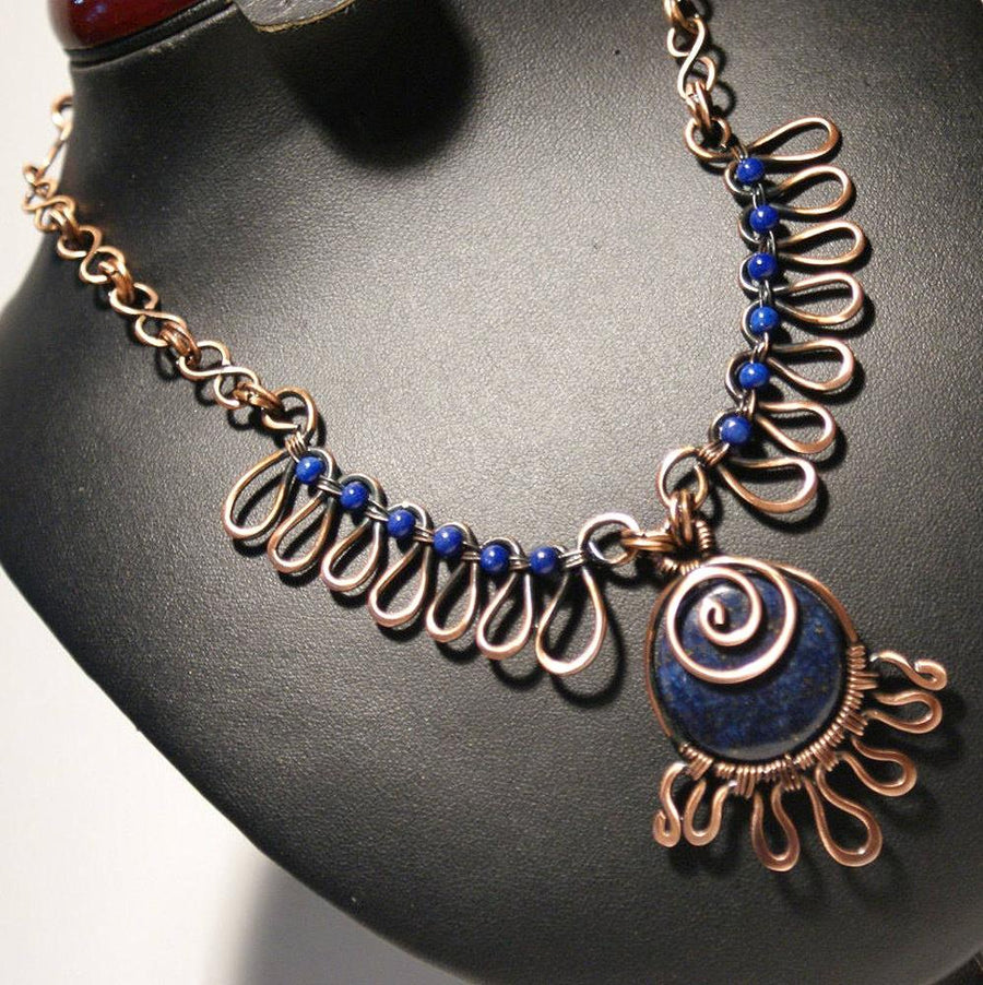 Handmade Antiqued Copper Lapis Lazuli Necklace