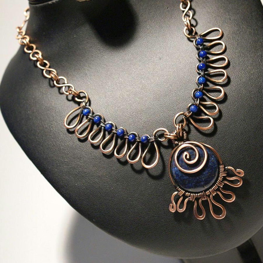 Handmade Antiqued Copper Lapis Lazuli Necklace