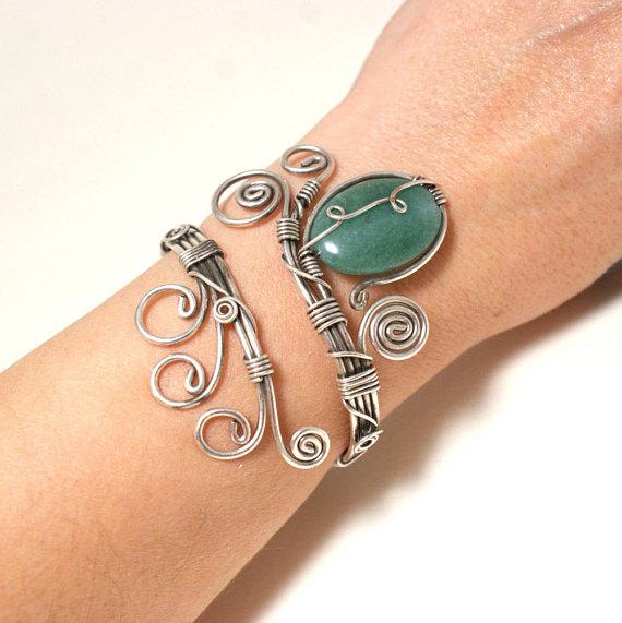 Handmade Green Aventurine Cuff Bracelet