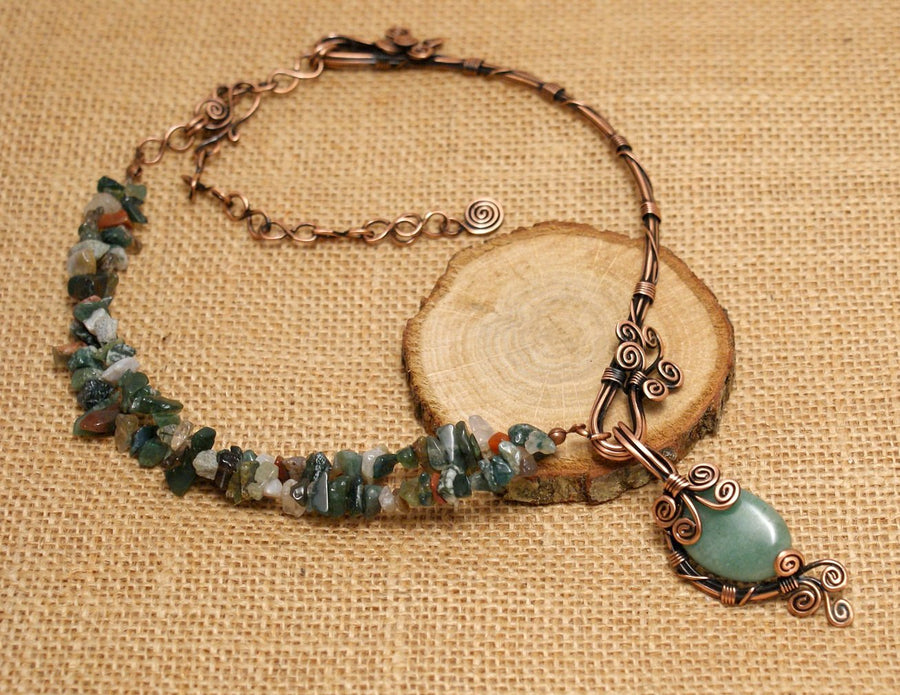 Handmade Aventurine Necklace Wire Wrapped