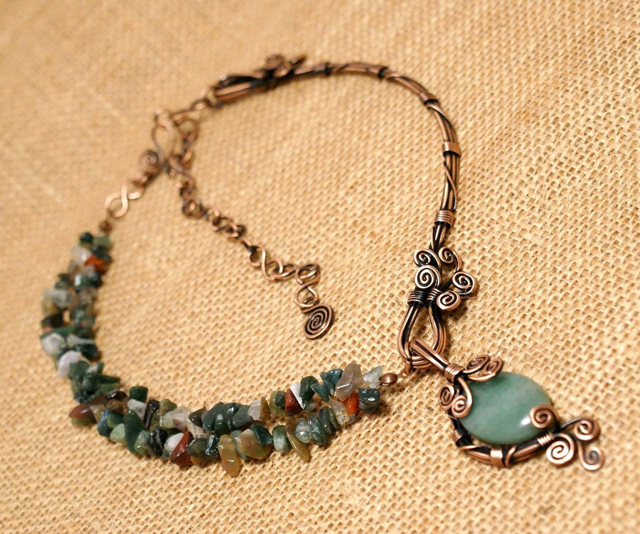 Handmade Aventurine Necklace Wire Wrapped