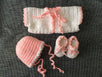 Handmade Baby Cardigan Knit Hat & Booties