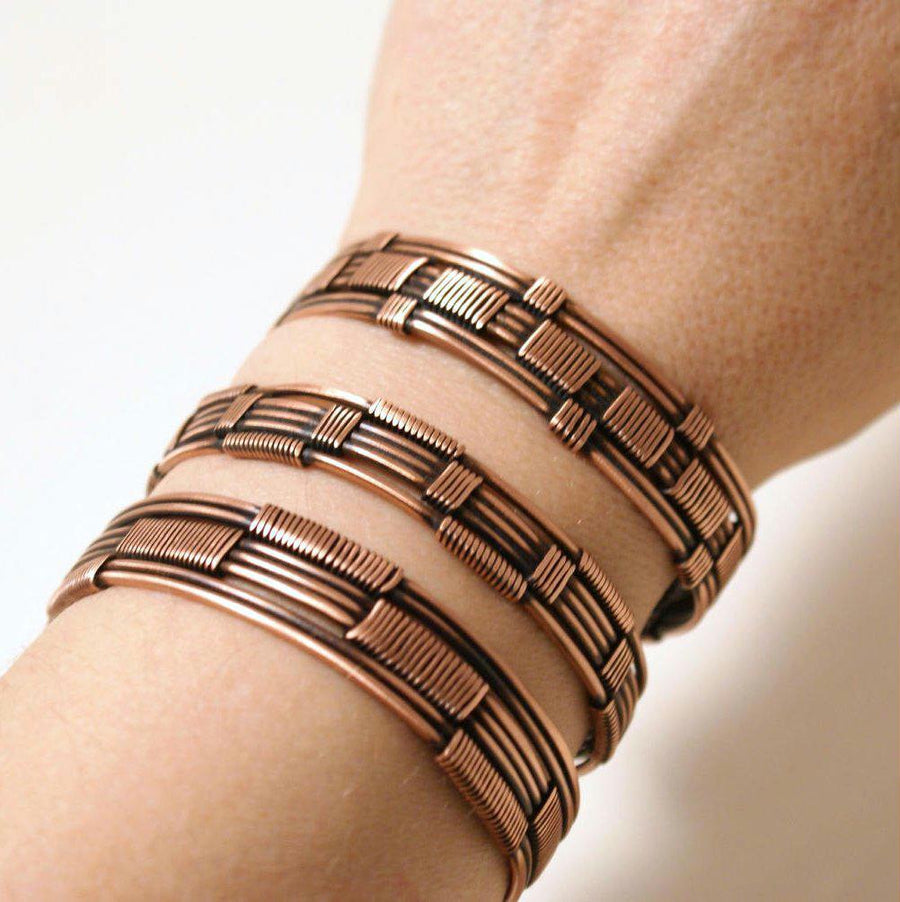 Handmade Copper Wire Wrapped Cuff Bracelet Set