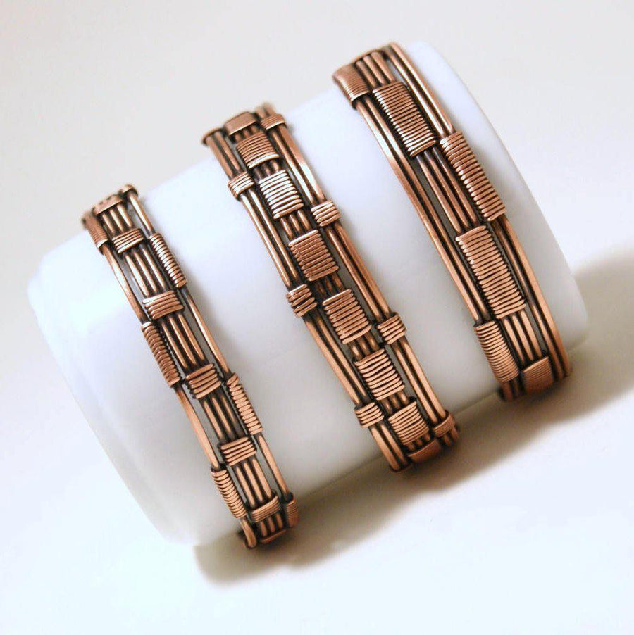 Handmade Copper Wire Wrapped Cuff Bracelet Set