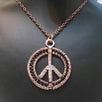 Handmade Copper Peace Sign Pendant Necklace