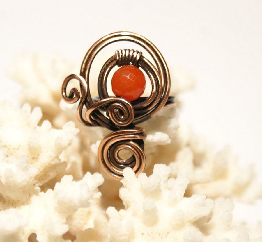 Handmade Copper Wire Sunstone Ring