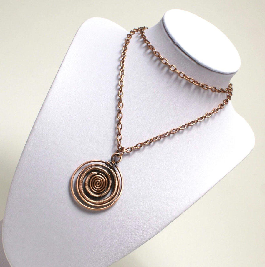 Handmade Antiqued Copper Spiral Pendant Necklace