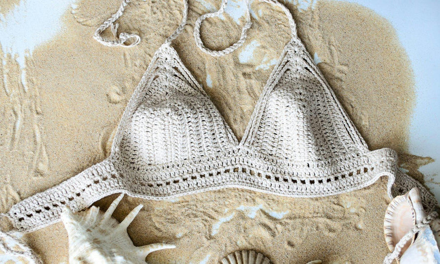 Handmade Ecru Bikini Cover Crochet Beachwear Knit bralette