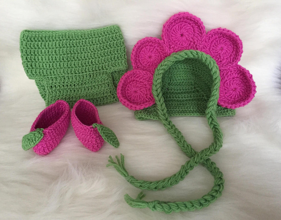 Handmade Flower Fairy Baby Hat Diaper Booties