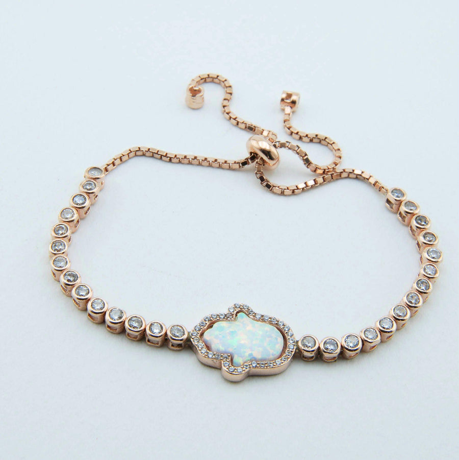 Handmade Opal Hamsa Charm Bracelet