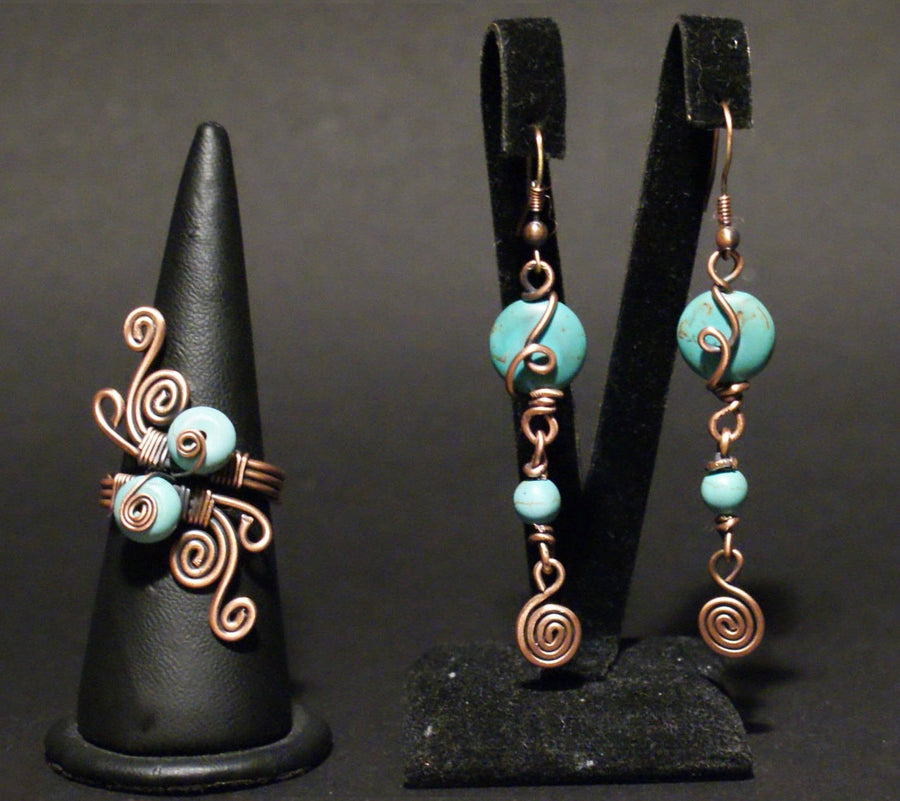 Handmade Wire Wrapped Turquoise Jewelry Set