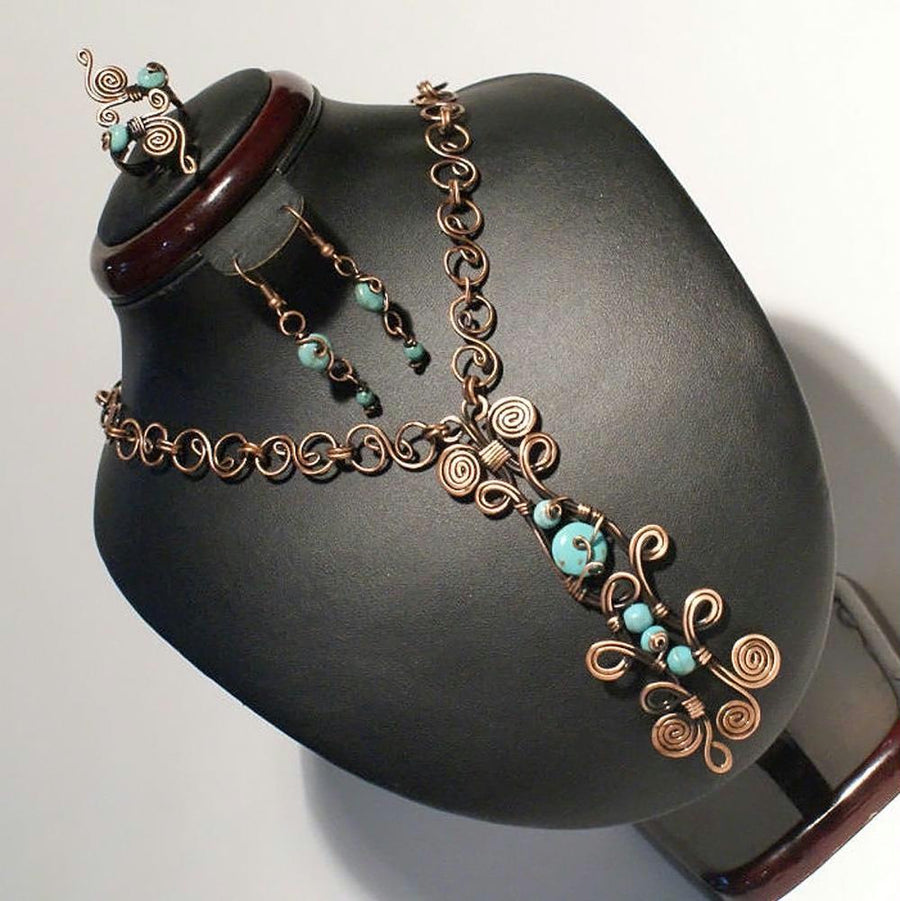 Handmade Wire Wrapped Turquoise Jewelry Set