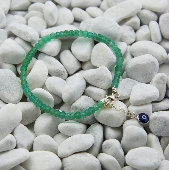 Handmade Green Garnet Beads Stacking Bracelet