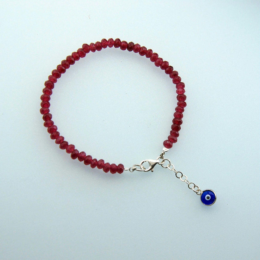 Handmade Red Jade Stacking Bracelet Evil Eye Charm