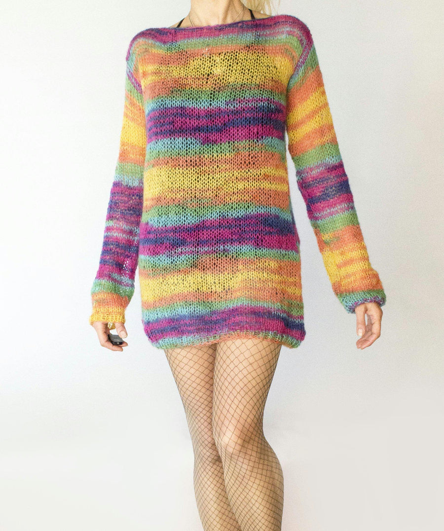 Handmade Angora Sweater Dress Rainbow Sweater Tunic