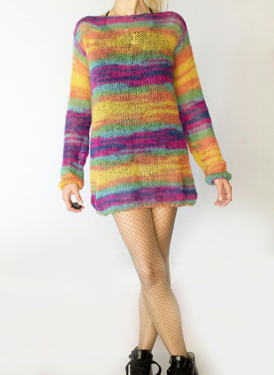 Handmade Angora Sweater Dress Rainbow Sweater Tunic