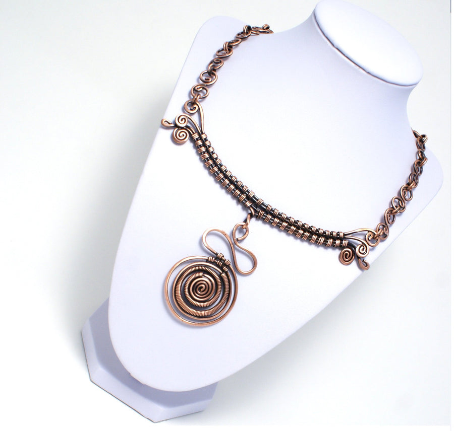 Handmade Copper Necklace, Wire Wrapped