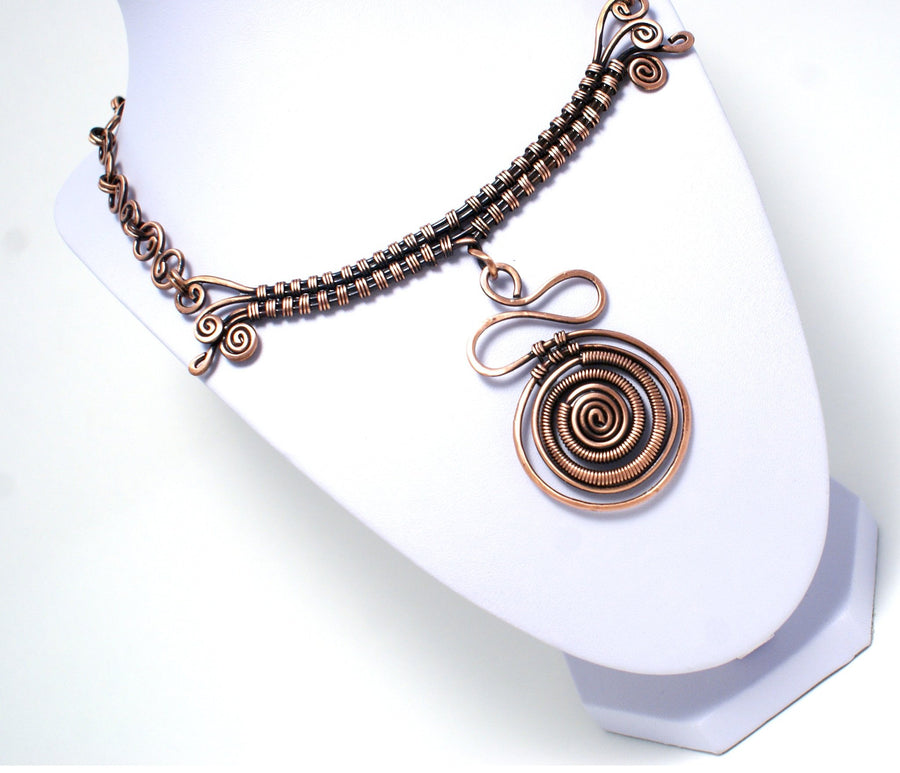 Handmade Copper Necklace, Wire Wrapped