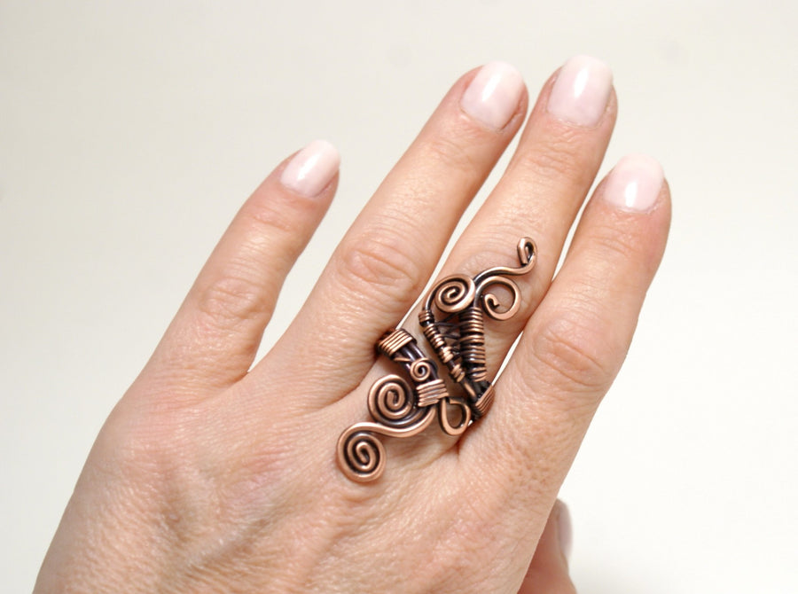 Handmade Copper Ring, Wire Wrapped