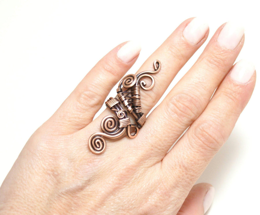 Handmade Copper Ring, Wire Wrapped