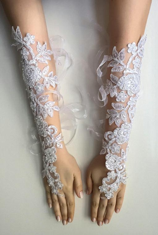 Handmade French Lace Wedding Gloves