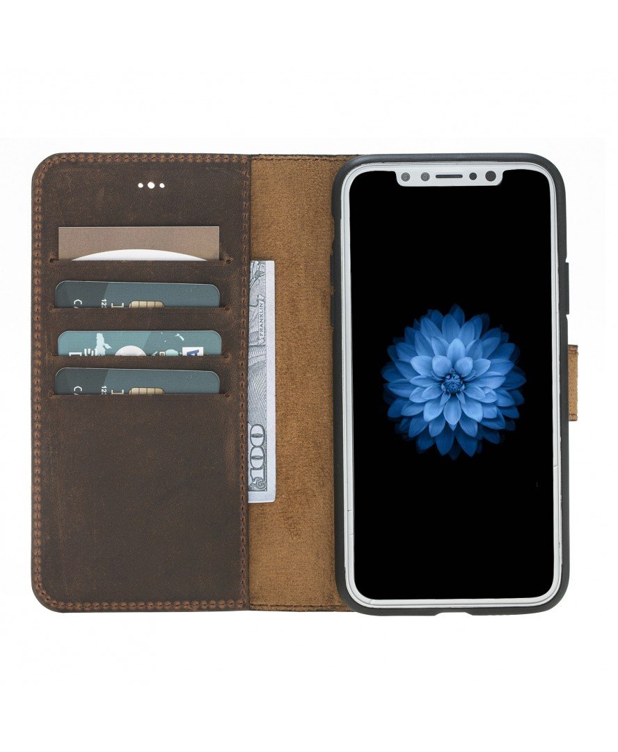 Leather Wallet Case for iPhone X/XS/XR/XSMax, Brown