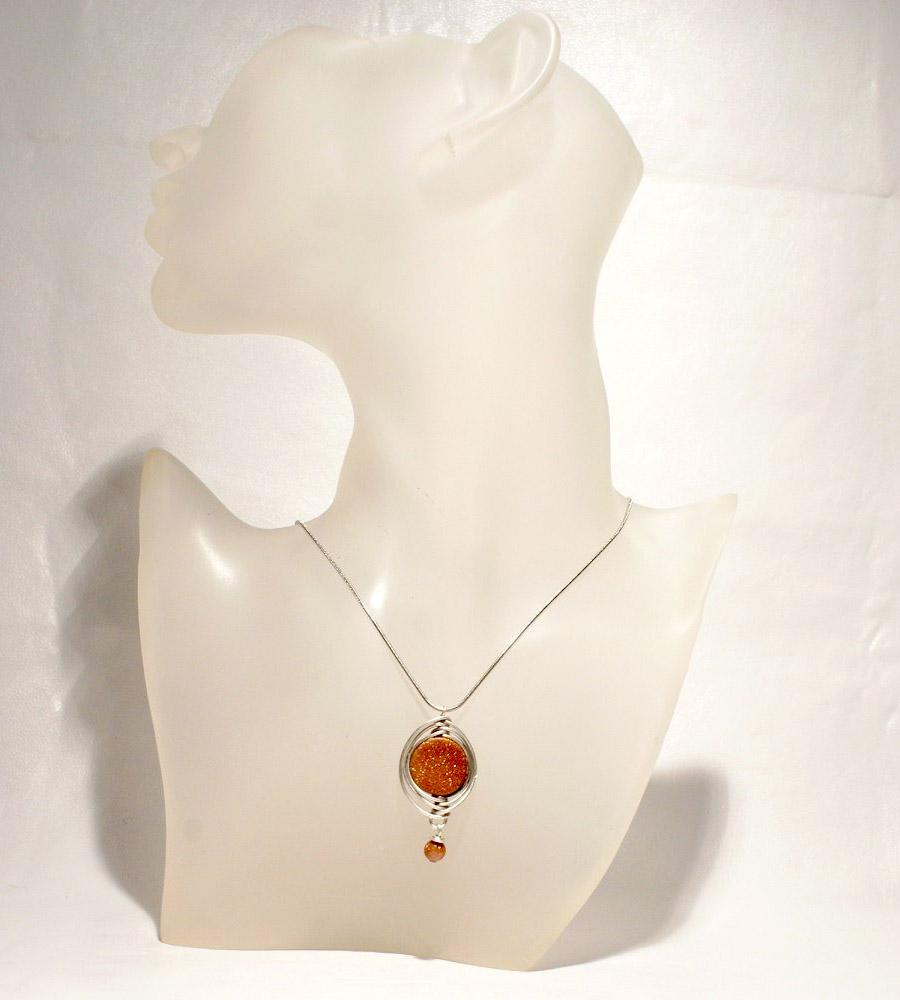 Handmade Wire Wrapped Goldstone Boho Necklace