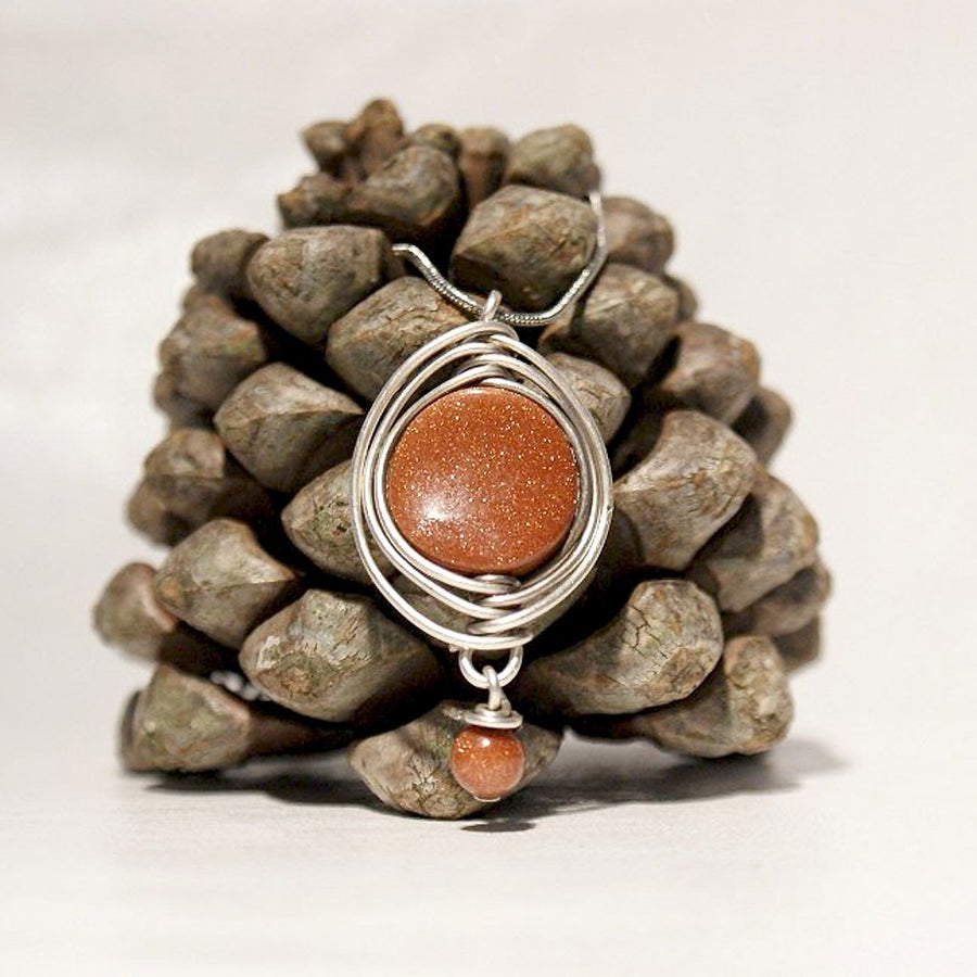 Handmade Wire Wrapped Goldstone Boho Necklace