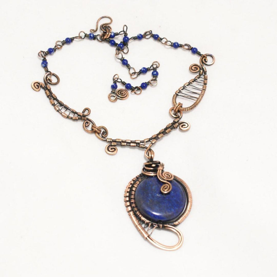 Handmade Wire Wrapped Lapis Lazuli Boho Necklace