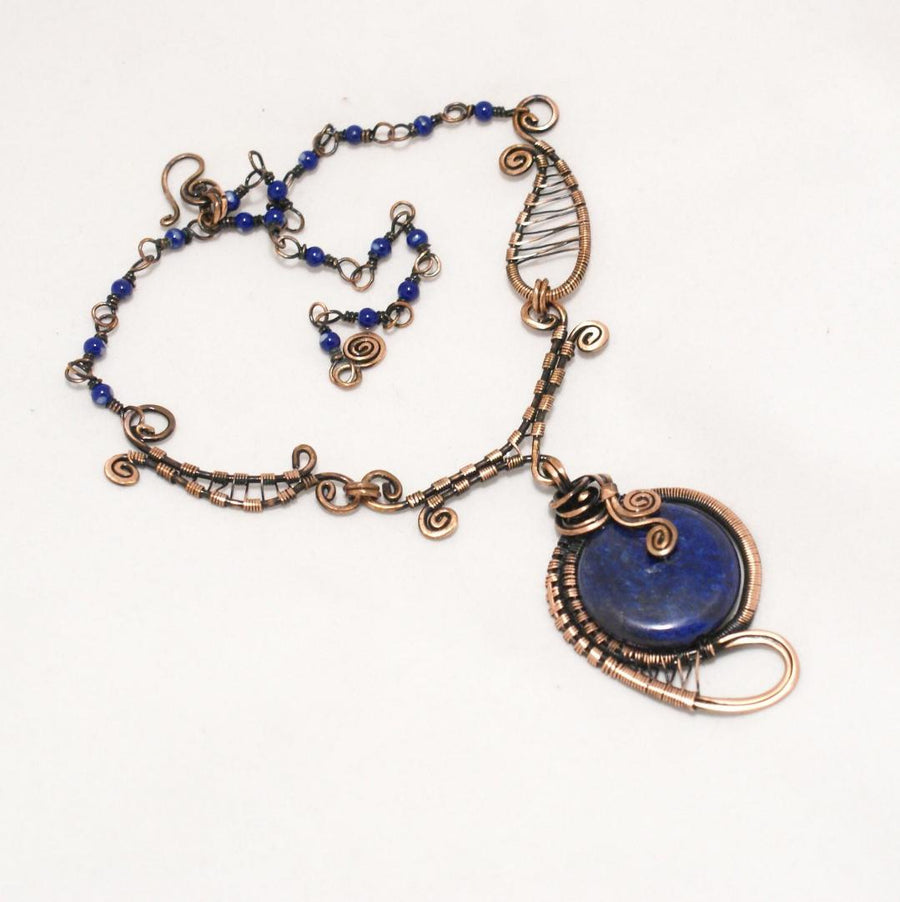 Handmade Wire Wrapped Lapis Lazuli Boho Necklace