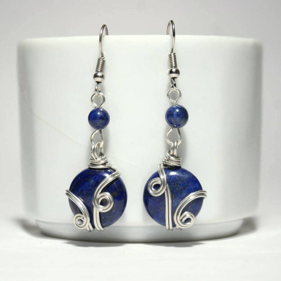 Handmade Wire Wrapped Lapis Lazuli Earrings