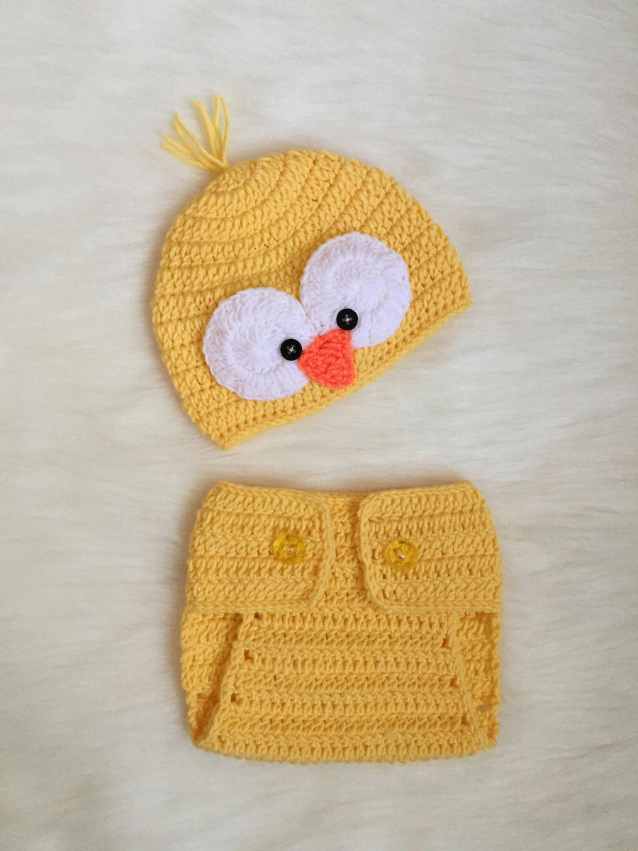 Handmade Baby Beanie and Diaper Cover, Little Chick