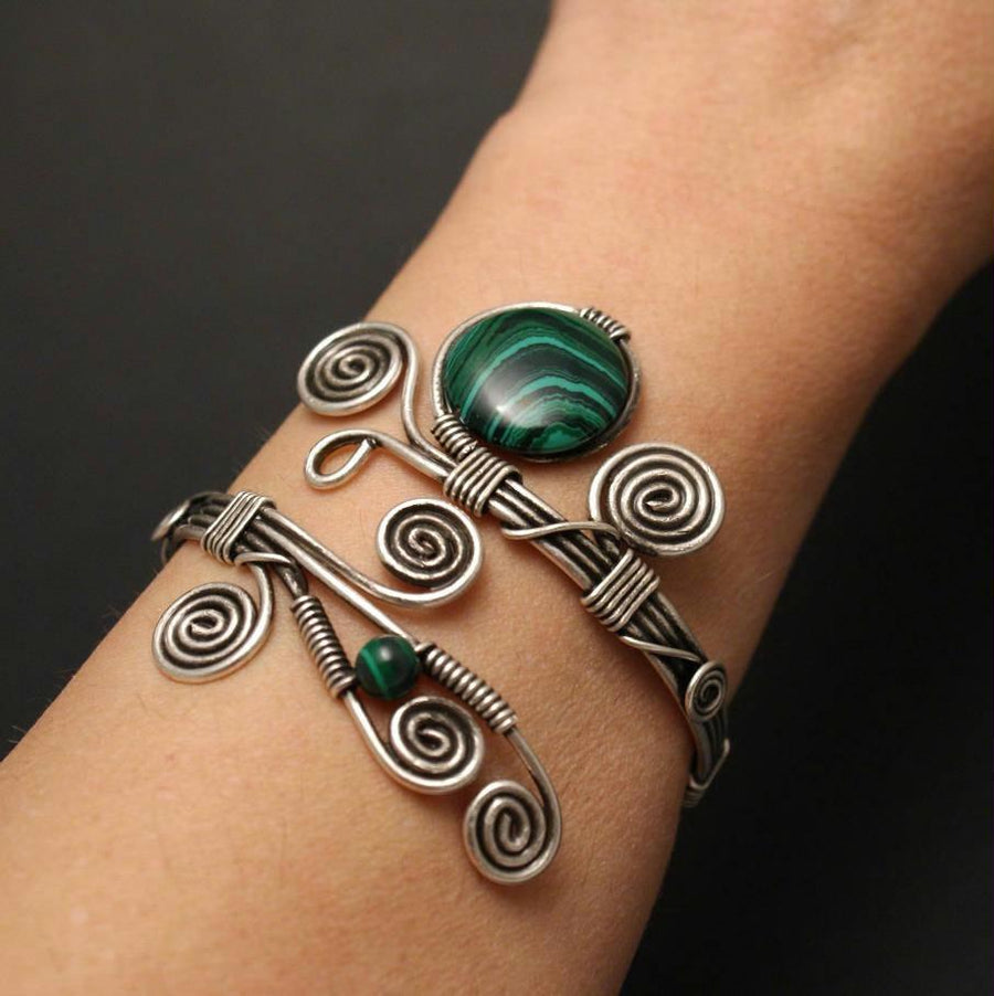 Handmade Malachite Wire Wrapped Bracelet