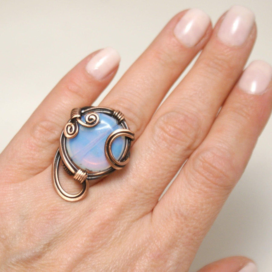 Handmade Moonstone Copper Wire Ring