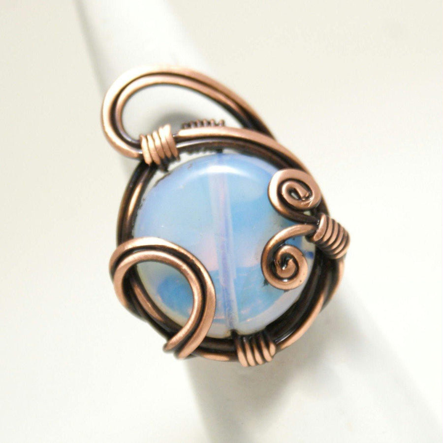 Handmade Moonstone Copper Wire Ring