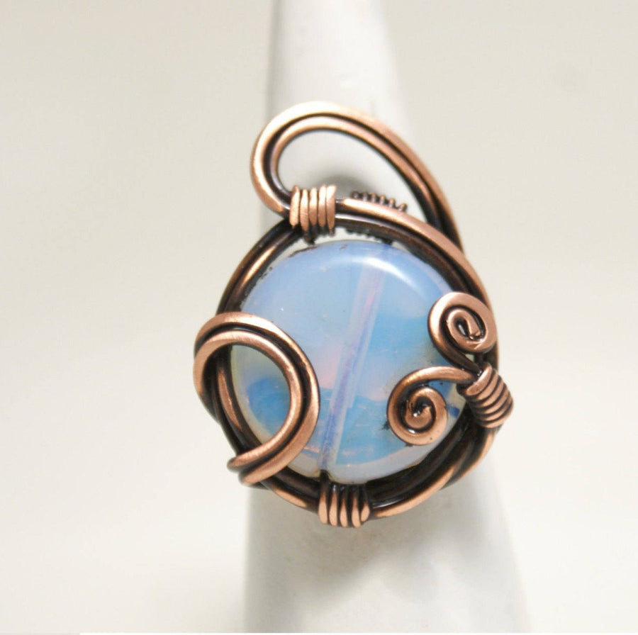 Handmade Moonstone Copper Wire Ring