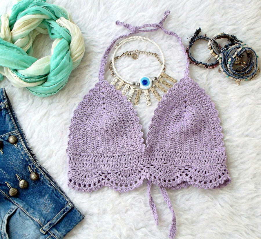 Handmade Pink Crochet Boho Bralette Hippie Halter Top