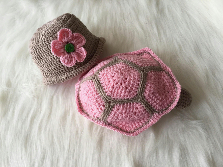 Handmade Pink Turtle Baby Costume, Newborn Photo Prop